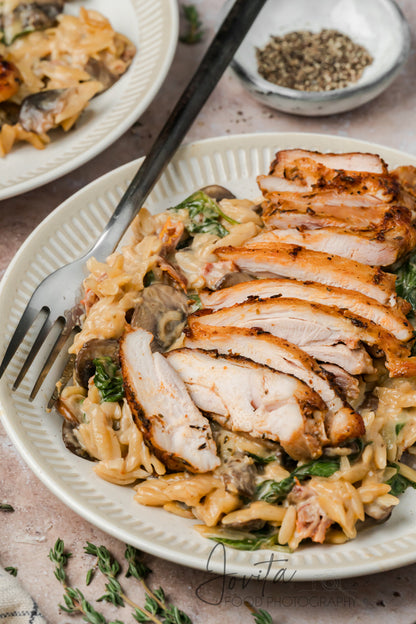 Creamy Chicken Orzo Bake