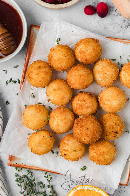 Fried Goat Cheese Balls with Cranberry Hot Honey