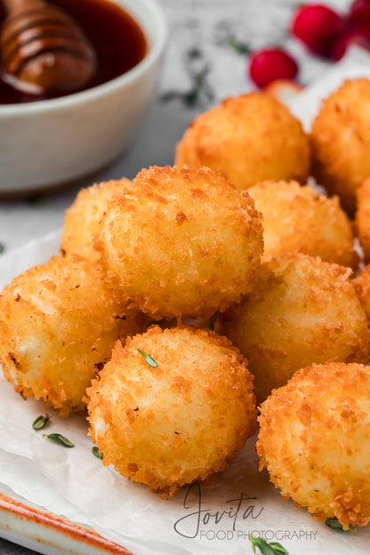 Fried Goat Cheese Balls with Cranberry Hot Honey