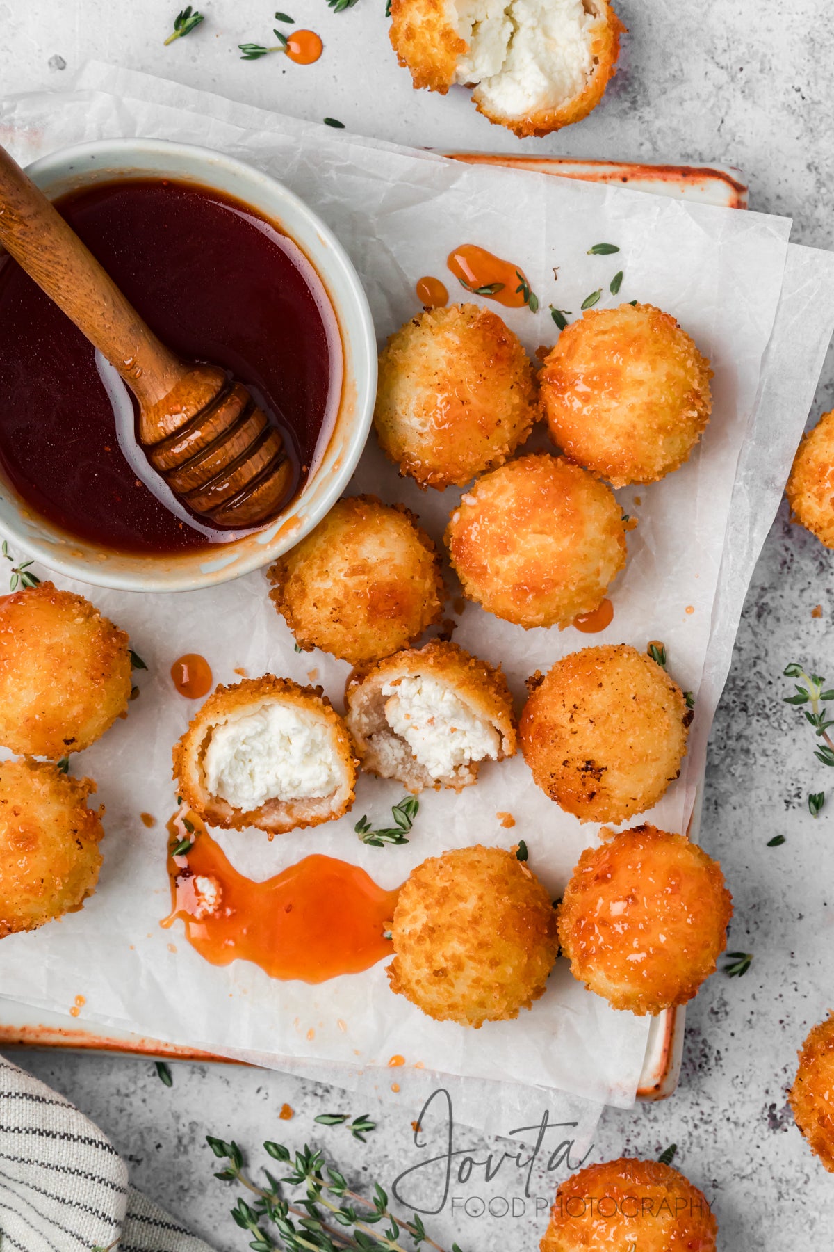 Fried Goat Cheese Balls with Cranberry Hot Honey