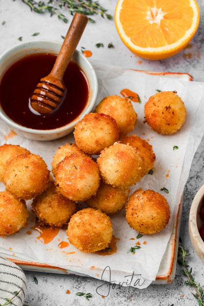 Fried Goat Cheese Balls with Cranberry Hot Honey