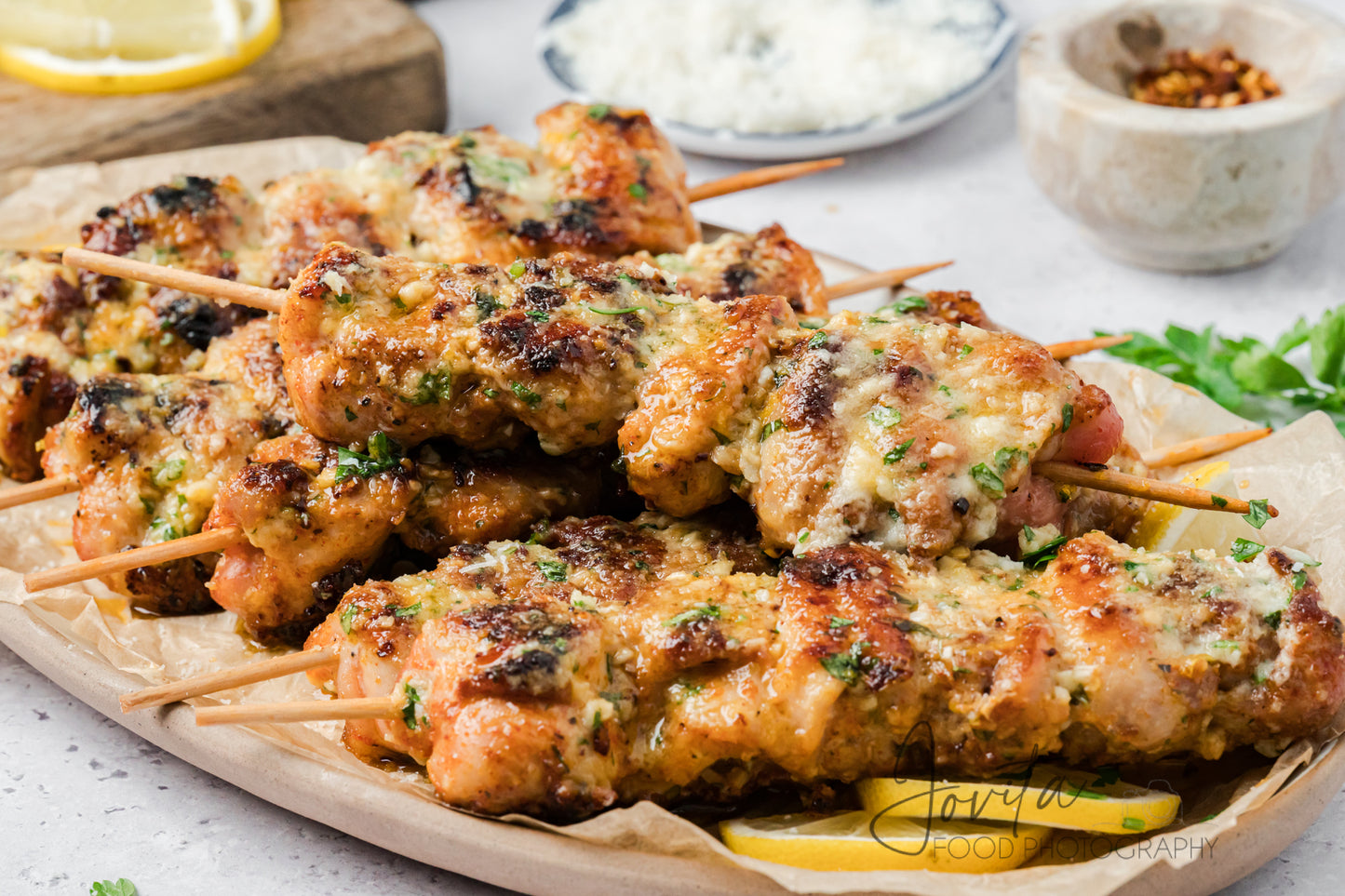 Garlic Parmesan Chicken Skewers