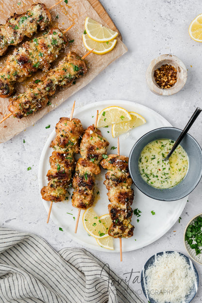 Garlic Parmesan Chicken Skewers