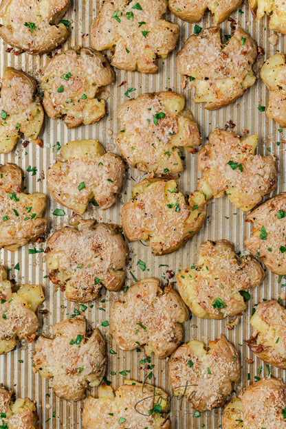 Garlic Parmesan Smashed Potatoes