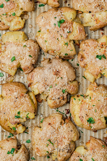 Garlic Parmesan Smashed Potatoes