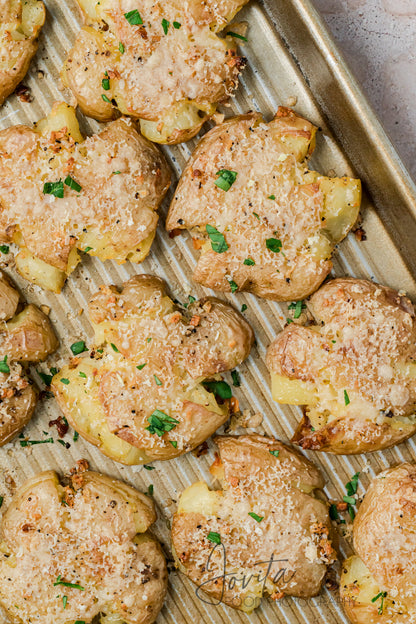 Garlic Parmesan Smashed Potatoes