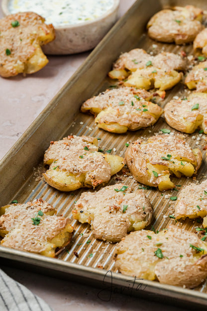 Garlic Parmesan Smashed Potatoes
