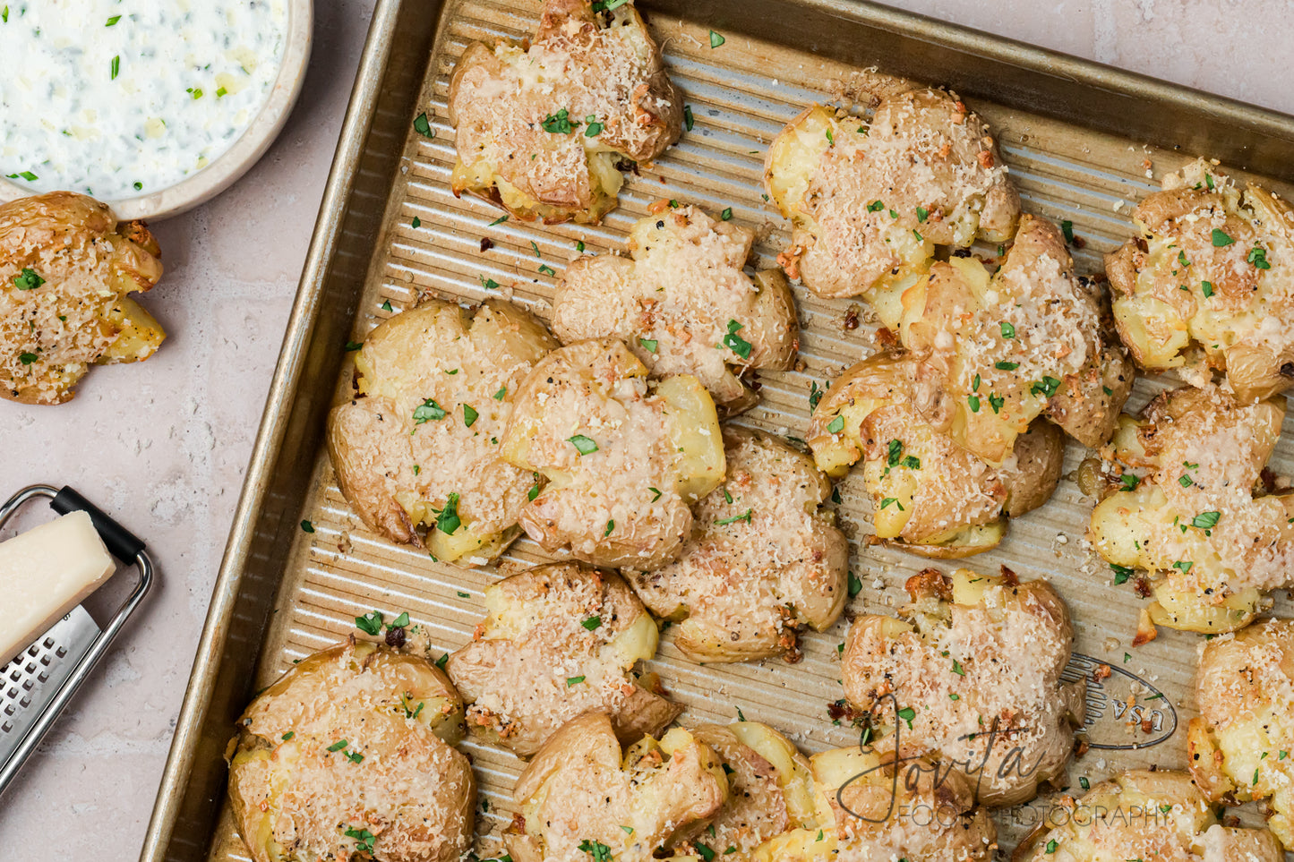 Garlic Parmesan Smashed Potatoes