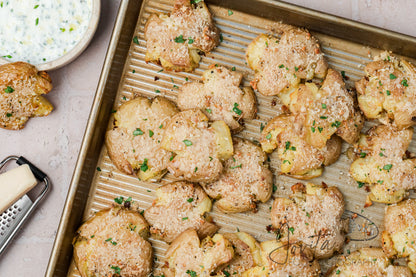 Garlic Parmesan Smashed Potatoes