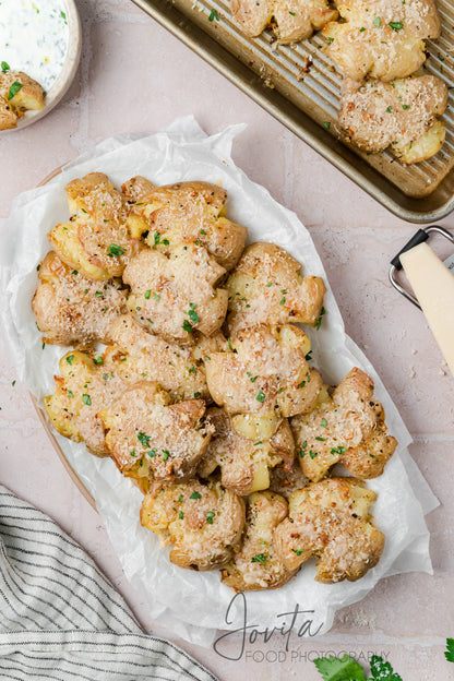 Garlic Parmesan Smashed Potatoes