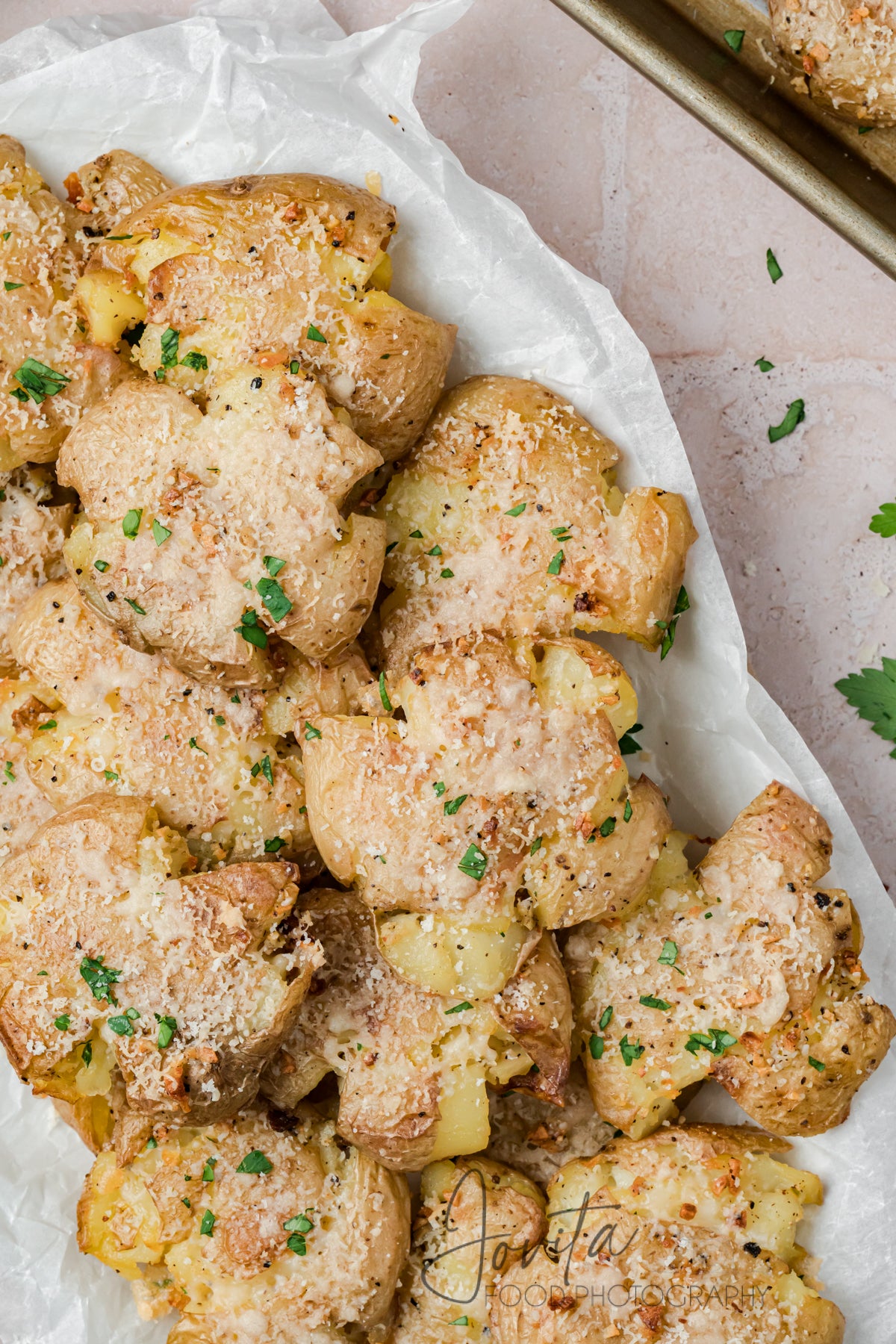 Garlic Parmesan Smashed Potatoes