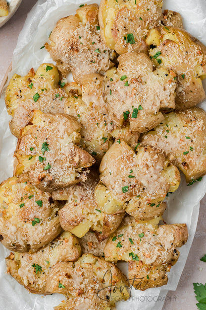 Garlic Parmesan Smashed Potatoes