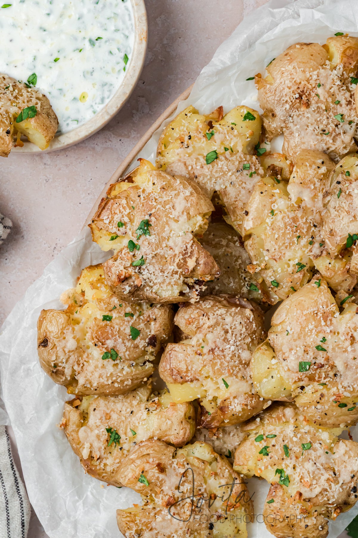 Garlic Parmesan Smashed Potatoes