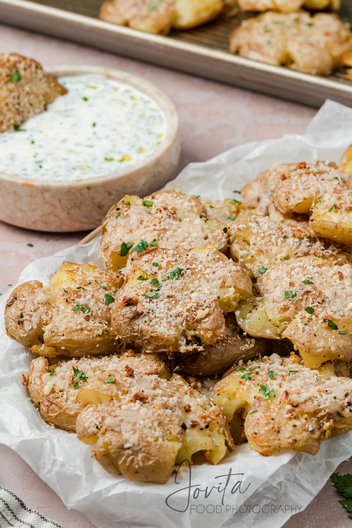 Garlic Parmesan Smashed Potatoes