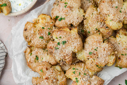 Garlic Parmesan Smashed Potatoes