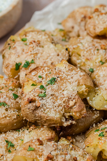 Garlic Parmesan Smashed Potatoes