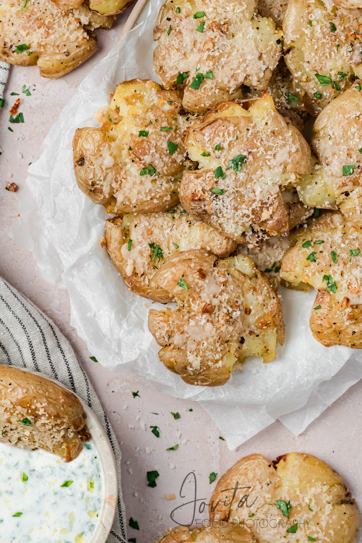 Garlic Parmesan Smashed Potatoes