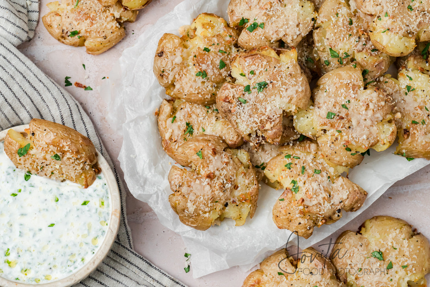 Garlic Parmesan Smashed Potatoes