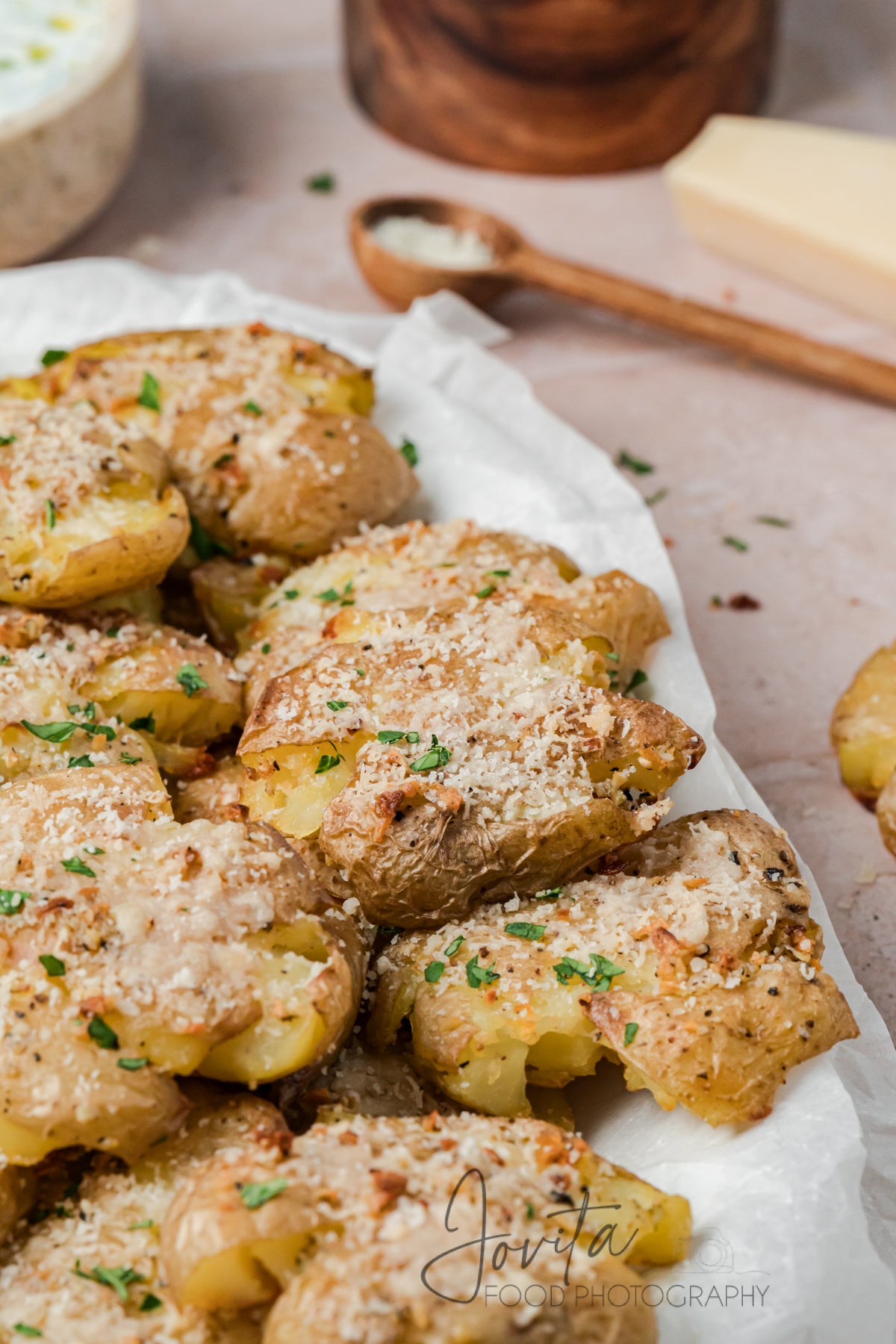 Garlic Parmesan Smashed Potatoes
