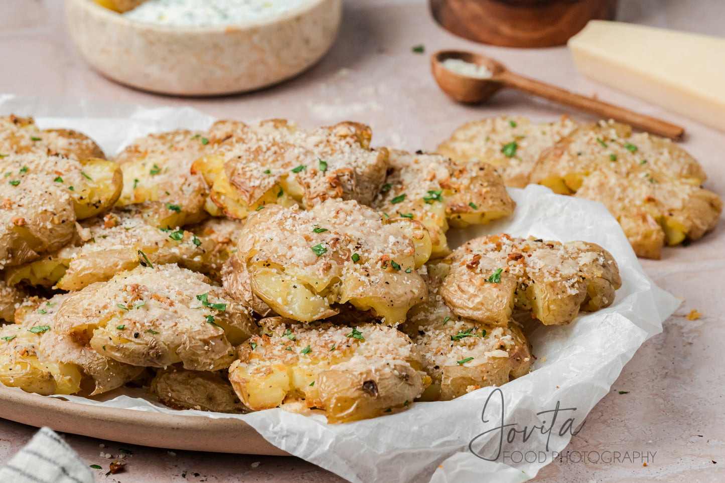 Garlic Parmesan Smashed Potatoes