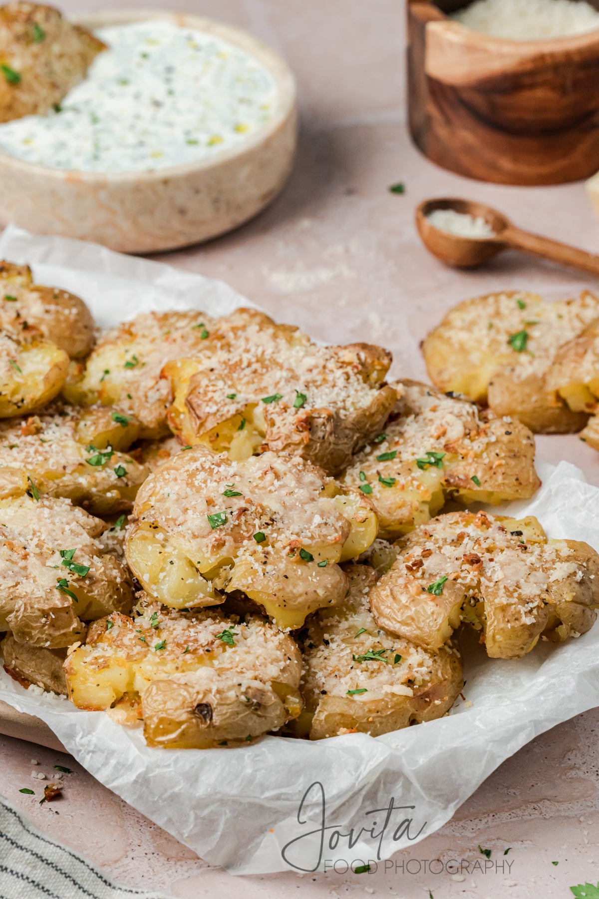 Garlic Parmesan Smashed Potatoes