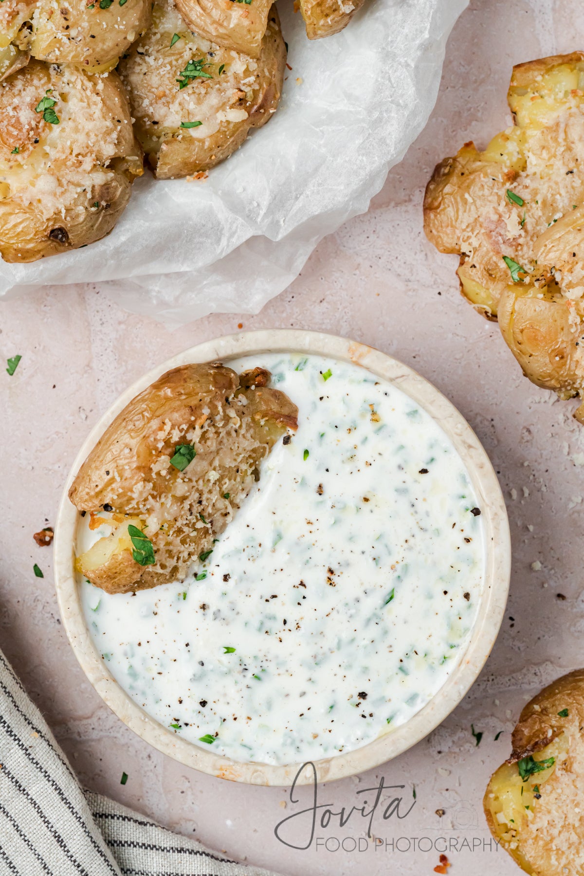 Garlic Parmesan Smashed Potatoes