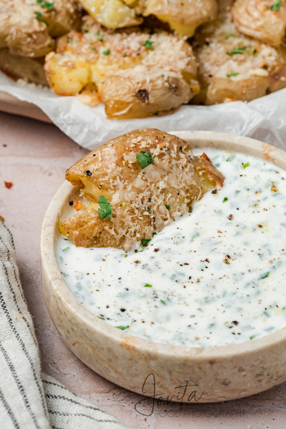 Garlic Parmesan Smashed Potatoes
