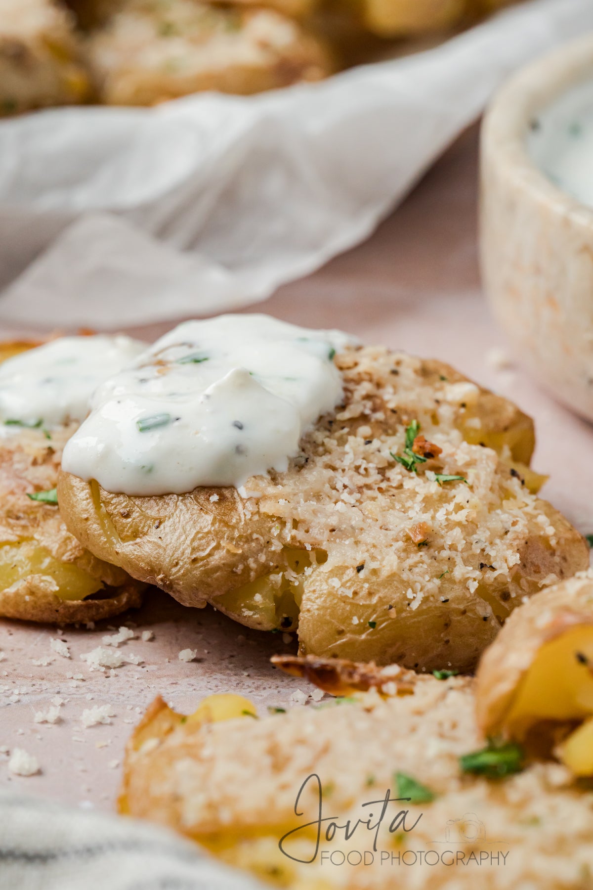 Garlic Parmesan Smashed Potatoes