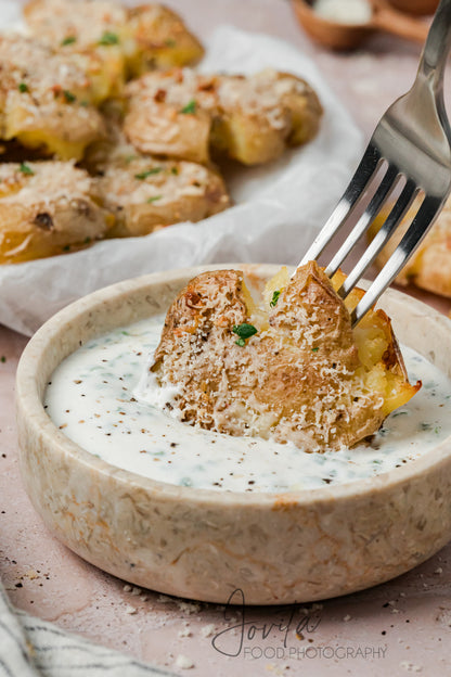 Garlic Parmesan Smashed Potatoes