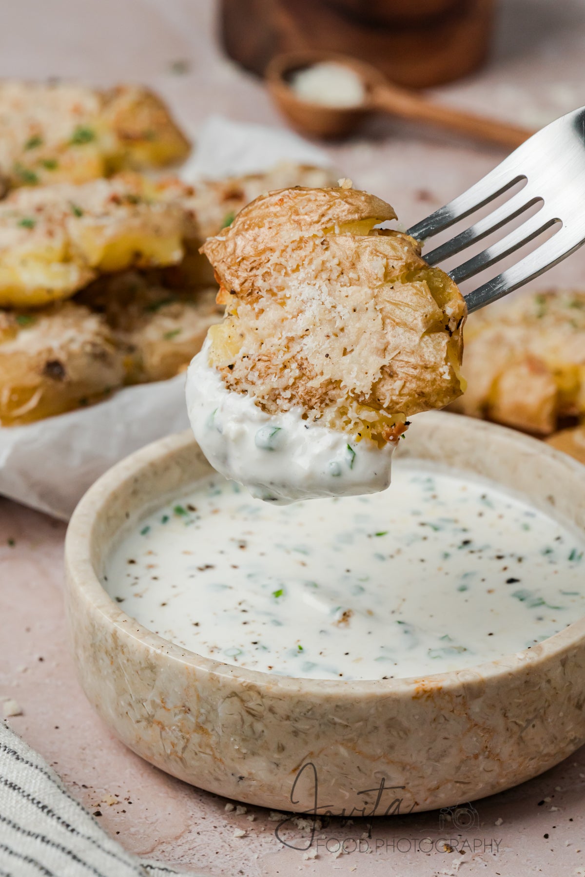 Garlic Parmesan Smashed Potatoes