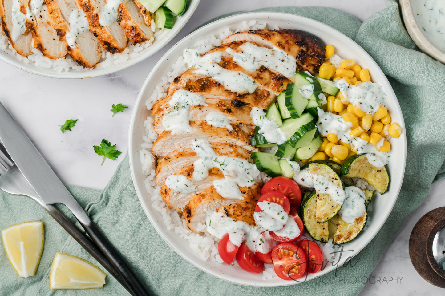 Lemon Herb Chicken and Rice Bowls