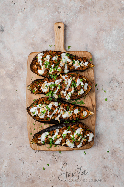Mediterranean Stuffed Eggplant With Garlic Yogurt Sauce