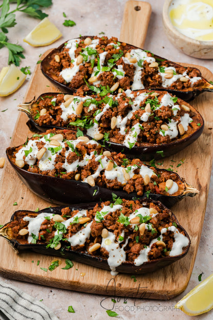 Mediterranean Stuffed Eggplant With Garlic Yogurt Sauce