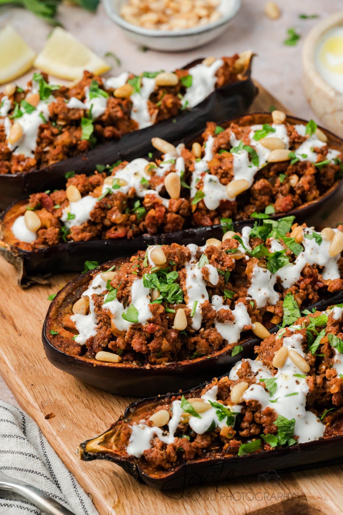 Mediterranean Stuffed Eggplant With Garlic Yogurt Sauce