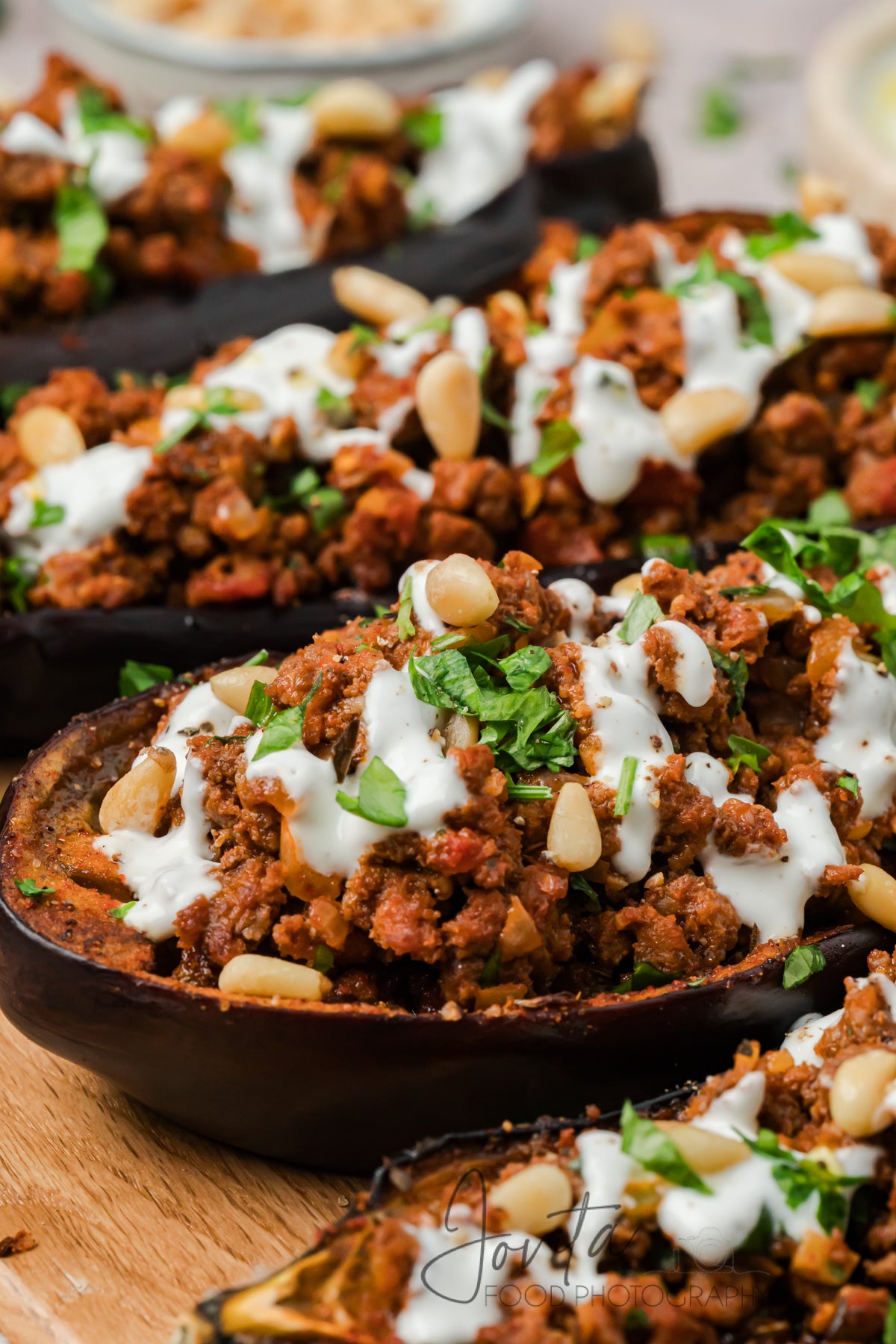 Mediterranean Stuffed Eggplant With Garlic Yogurt Sauce