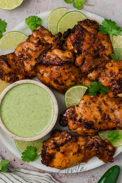 Peruvian Chicken Thighs with Green Sauce