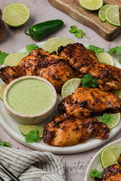 Peruvian Chicken Thighs with Green Sauce