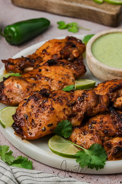 Peruvian Chicken Thighs with Green Sauce