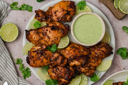 Peruvian Chicken Thighs with Green Sauce
