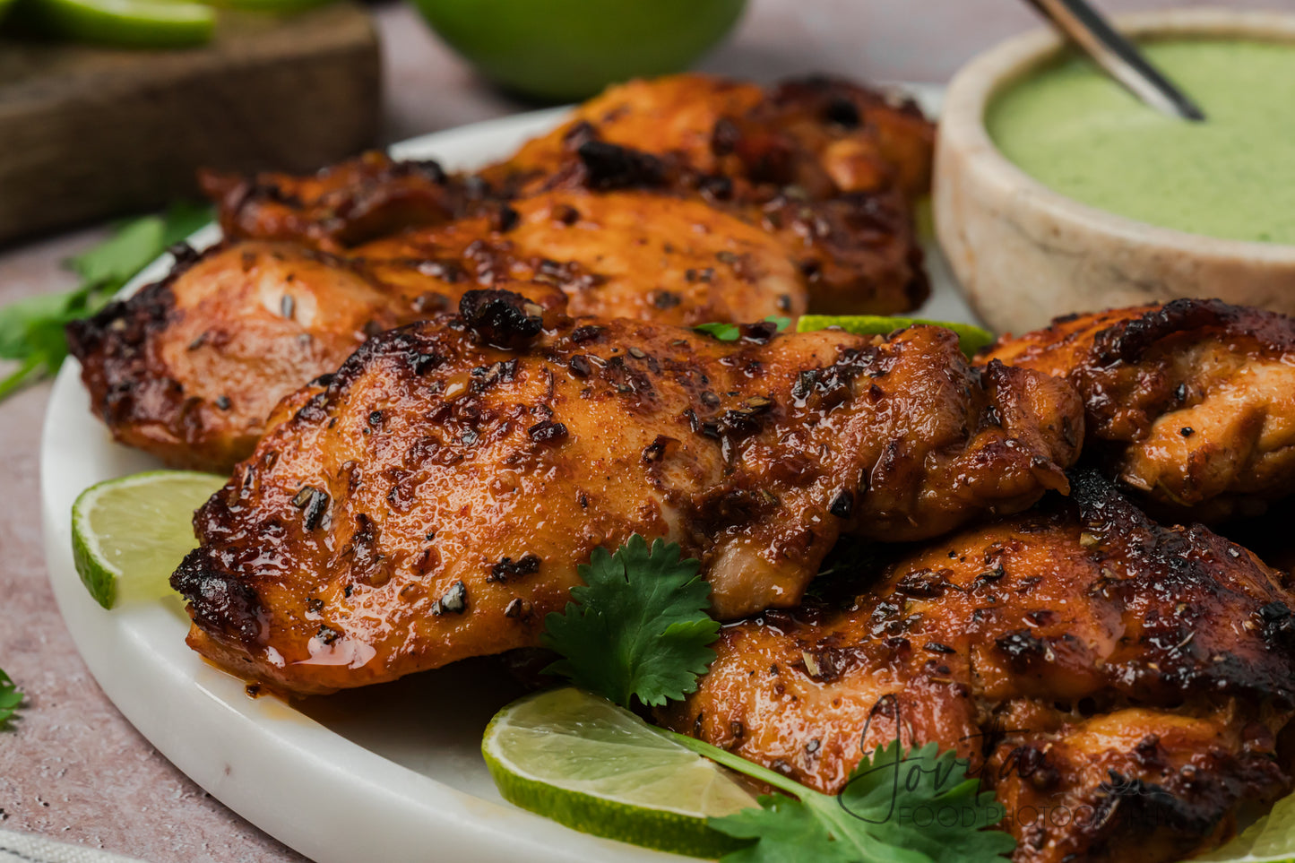 Peruvian Chicken Thighs with Green Sauce