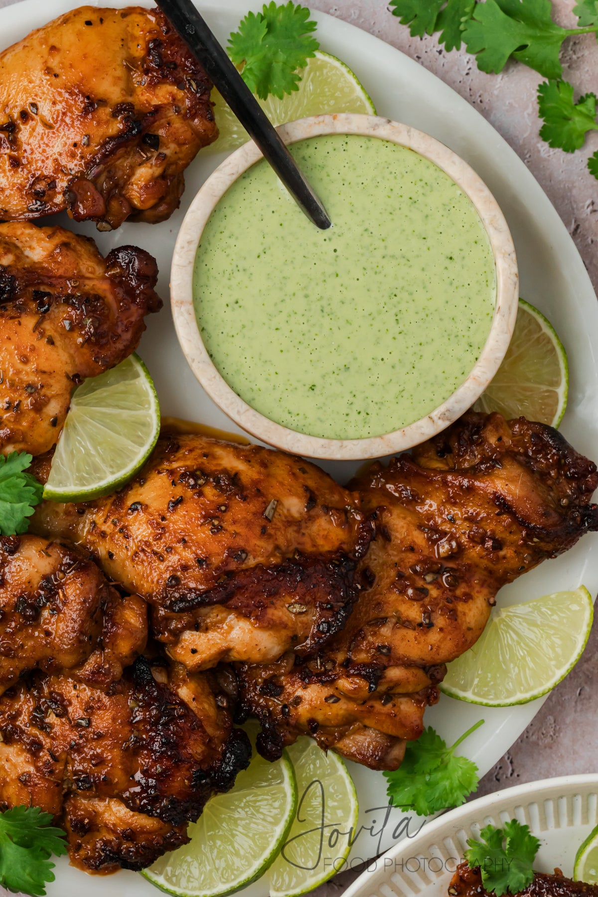Peruvian Chicken Thighs with Green Sauce