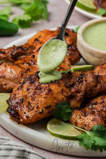 Peruvian Chicken Thighs with Green Sauce
