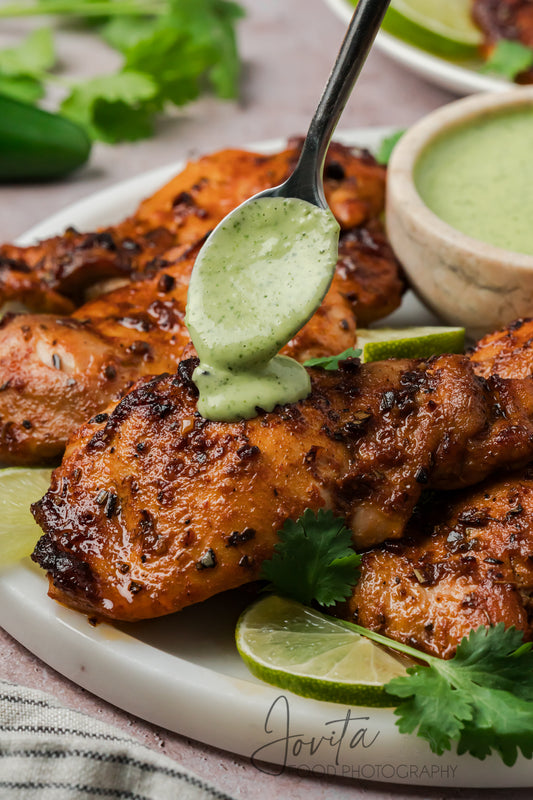 Peruvian Chicken Thighs with Green Sauce