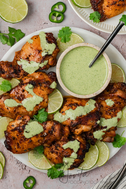 Peruvian Chicken Thighs with Green Sauce