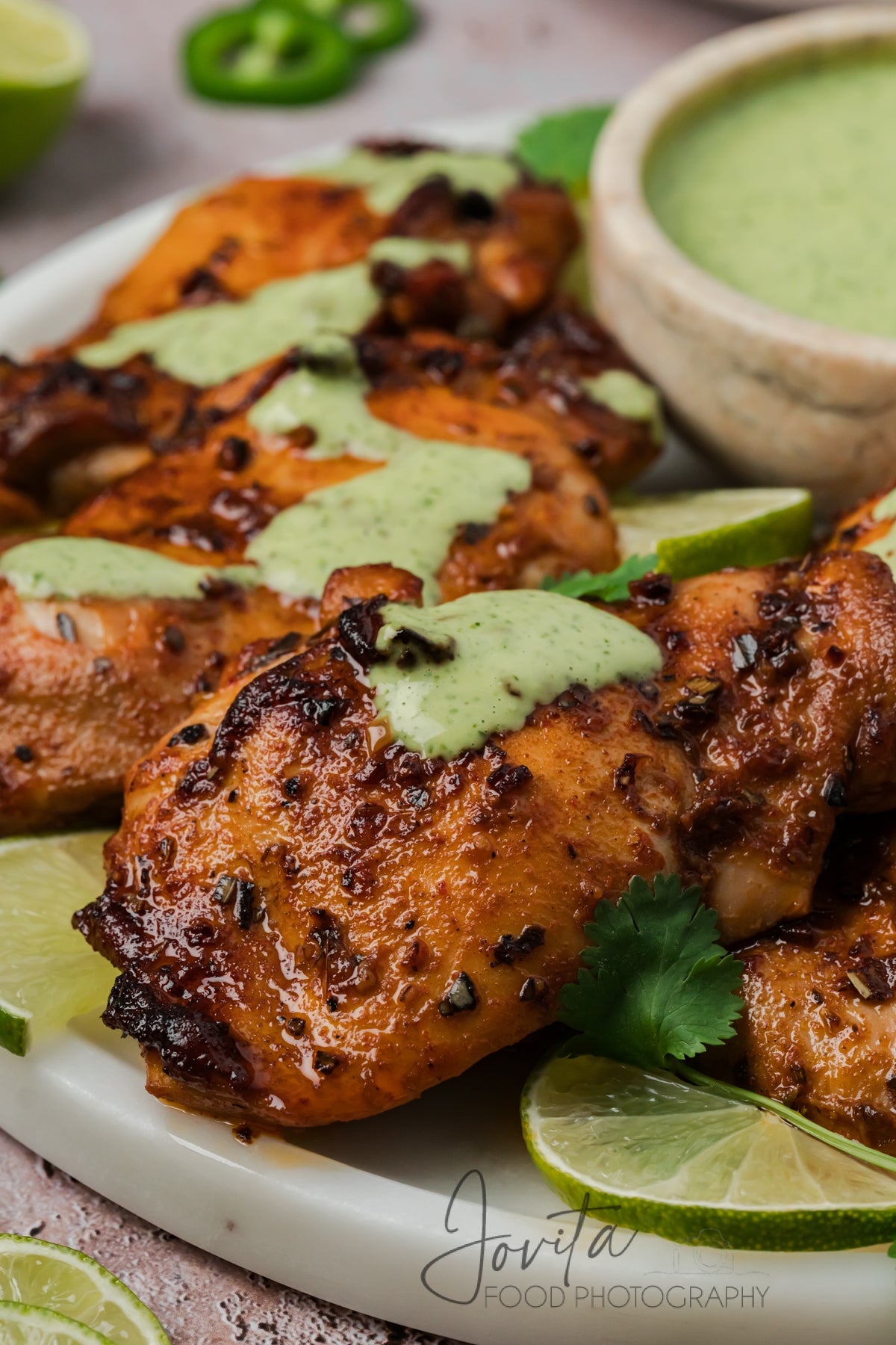 Peruvian Chicken Thighs with Green Sauce