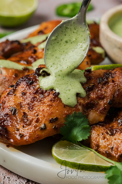 Peruvian Chicken Thighs with Green Sauce
