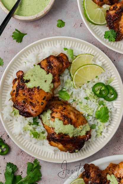 Peruvian Chicken Thighs with Green Sauce