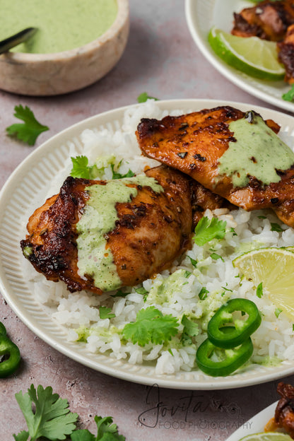Peruvian Chicken Thighs with Green Sauce
