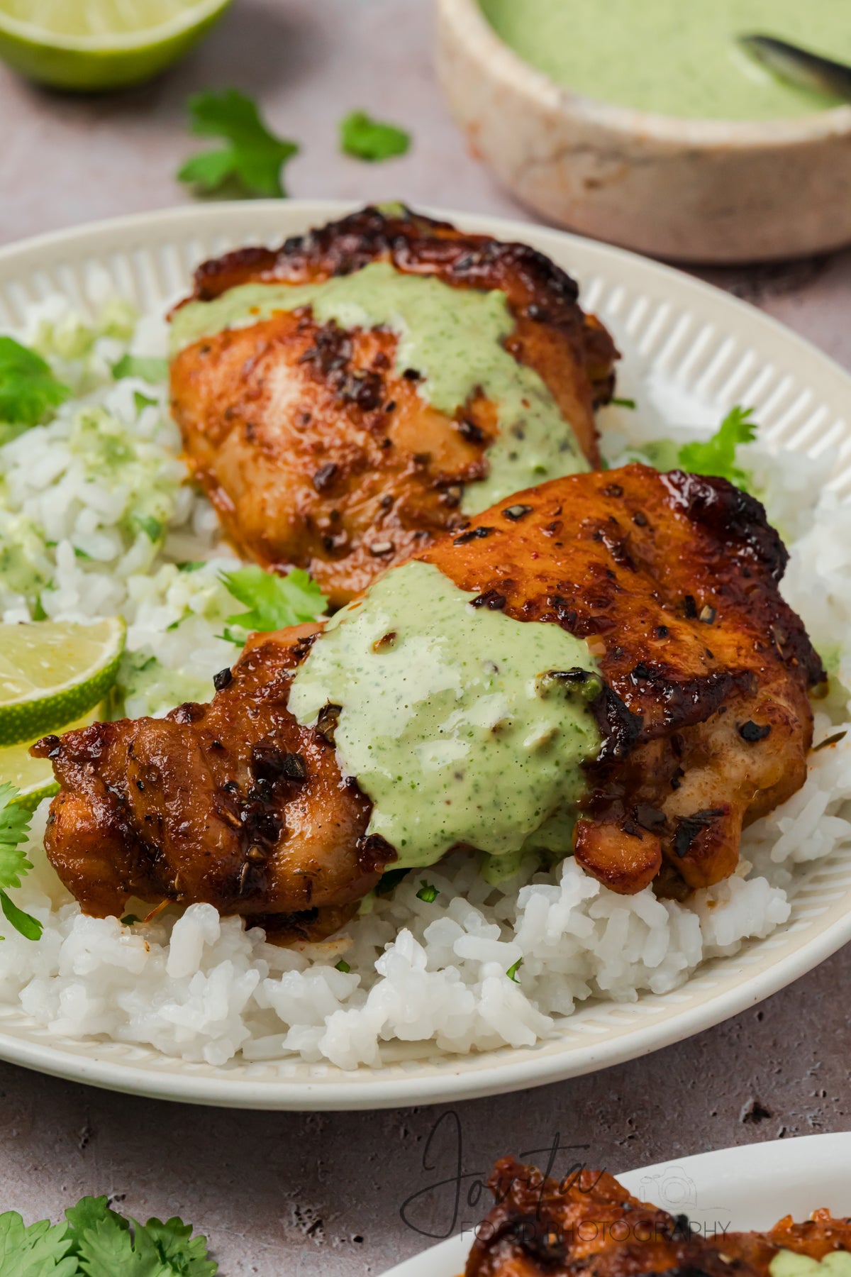 Peruvian Chicken Thighs with Green Sauce