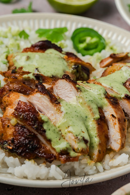 Peruvian Chicken Thighs with Green Sauce